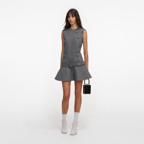Herringbone Flared Mini Dress
