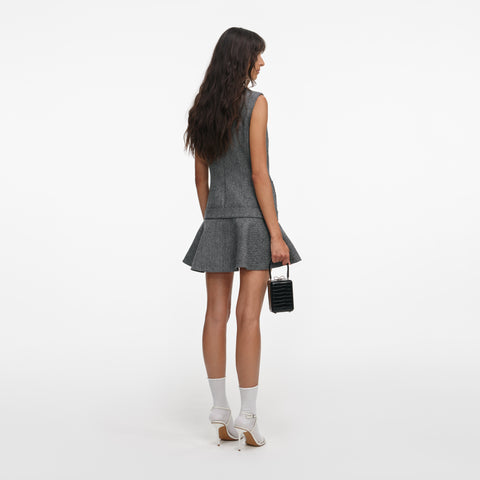 Herringbone Flared Mini Dress
