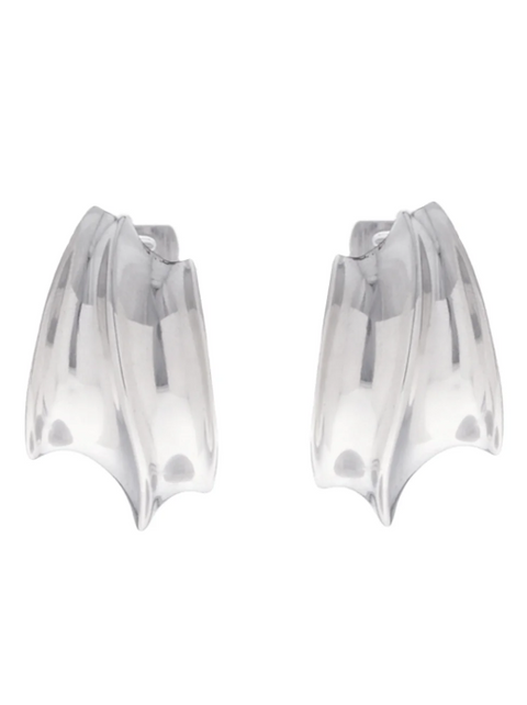 Pair of oversized transparent earrings with curved texture