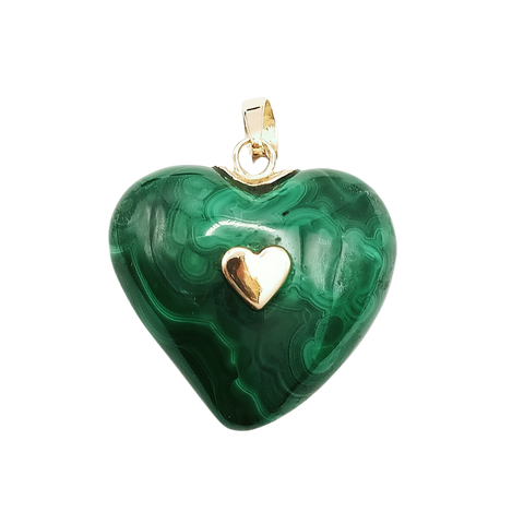 Malachite Studded Heart Pendant