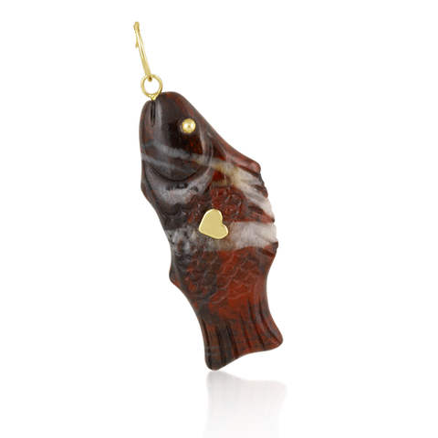 Carved Stone Swedish Fish Pendant