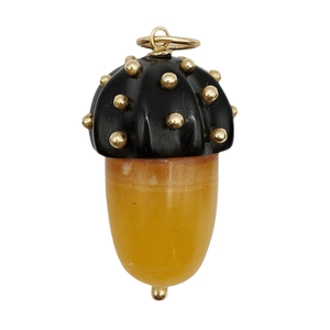 Carved Stone Acorn Pendant Yellow Onyx