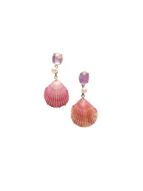 Lilac Scallop Shell Earrings