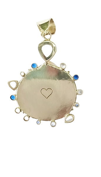 White Shell Blue And White Halo Pendant