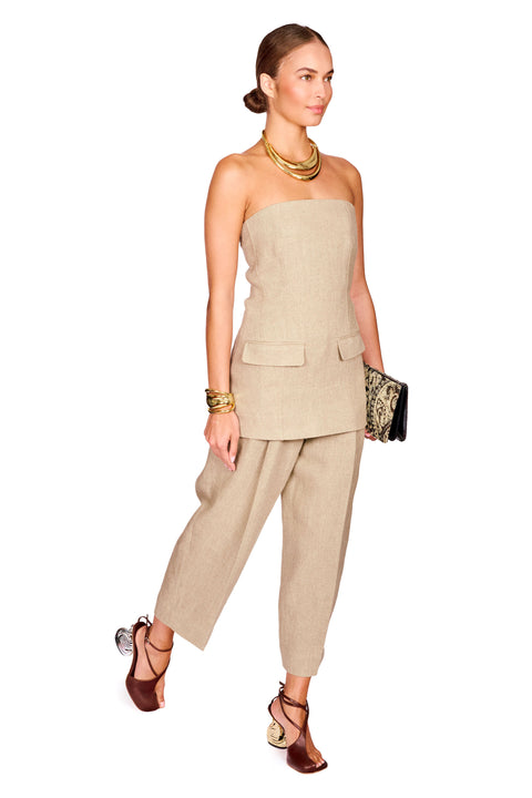 Double-Pleat Linen Trousers