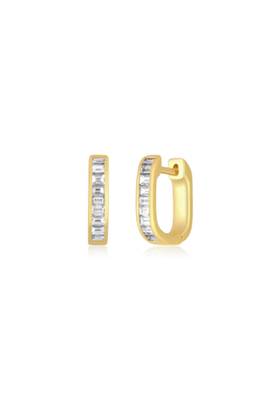 Diamond Baguette Jumbo Lola Huggie Earrings