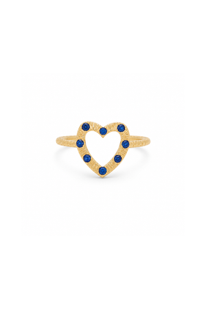 Open Heart Blue Sapphire Pinky Ring