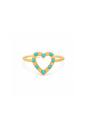 Open Heart Turquoise Pinky Ring