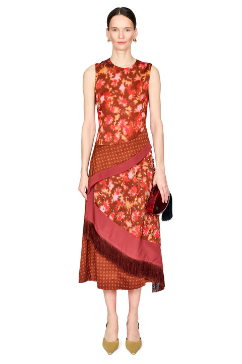 Desert Flower Layered Midi Dress With Fringe