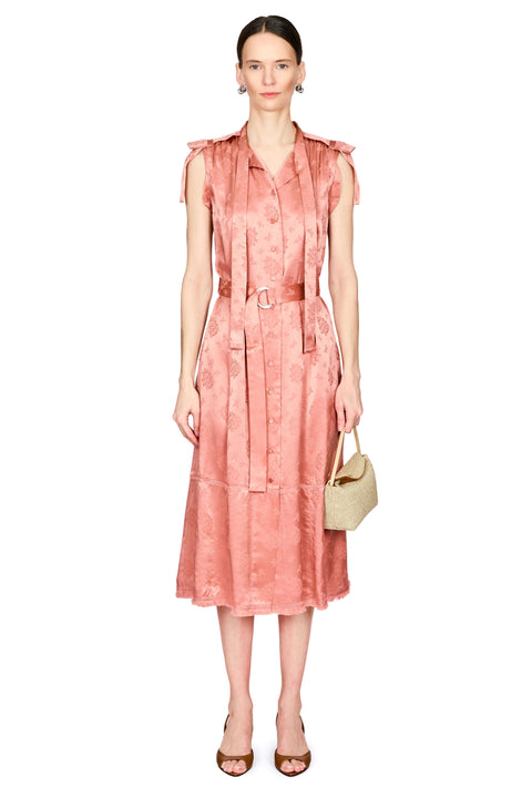 Belted Sleeveless Flare Shirt Dress