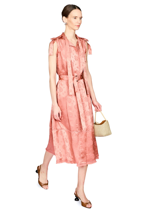 Belted Sleeveless Flare Shirt Dress