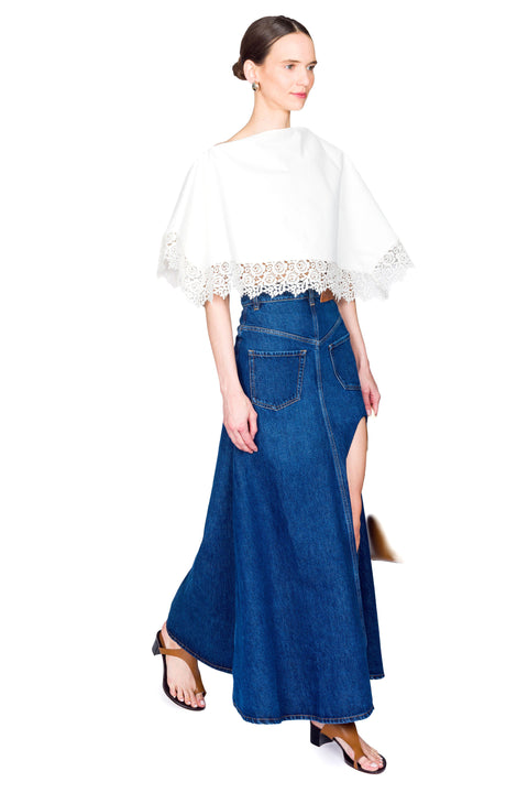 Lace Trimmed Big Collar Top