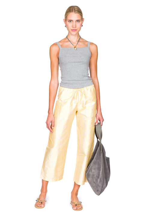 The Taffeta Gingham Drawstring Cargo Pant