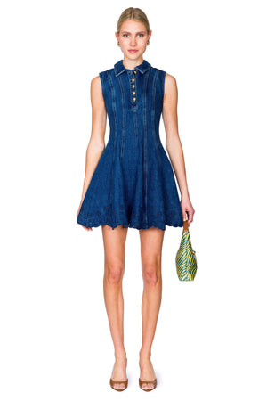 Denim Broderie Mini Dress