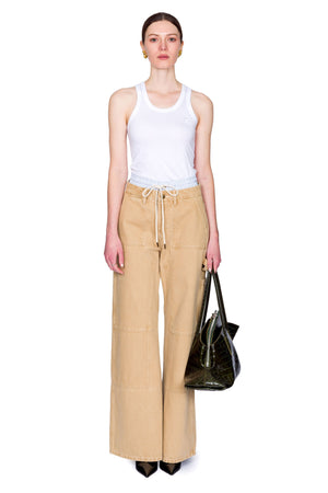 Washed Double Waistband Wide-Leg Jeans