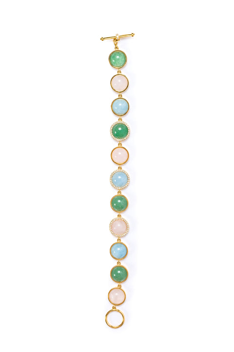 Eclipse Bracelet With Aventurine, Rose Quartz, Aquamarine, And Diamonds