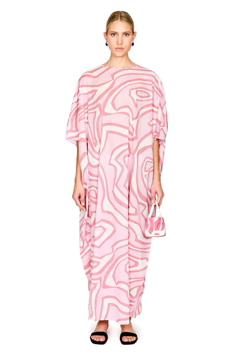 Labirinto Print Cotton Muslin Caftano