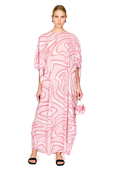 Labirinto Print Cotton Muslin Caftano