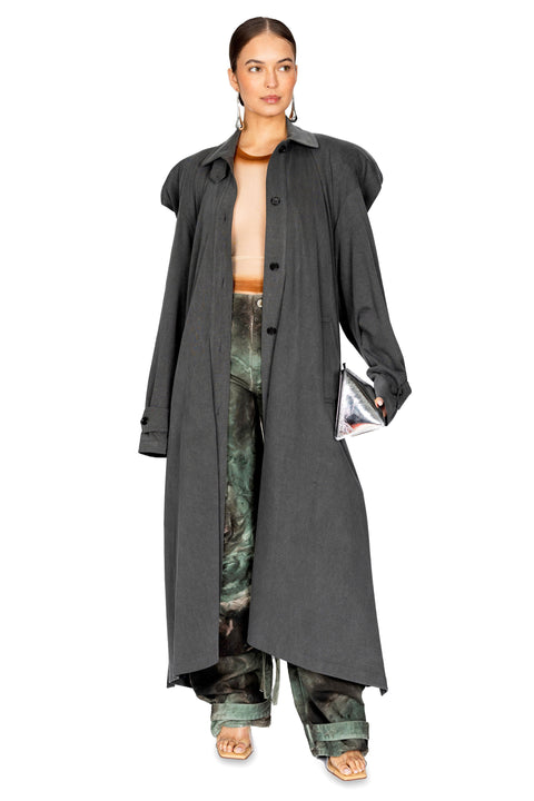 Gray Square Trench Coat