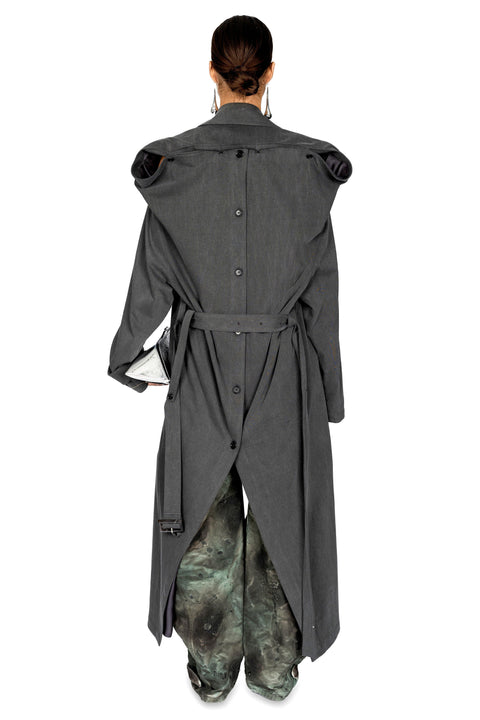 Gray Square Trench Coat