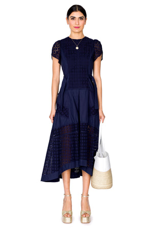 Broiderie Anglaise Grid Tulip Dress