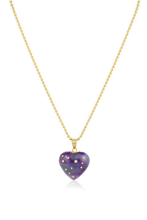 Carved Stone Studded Heart Pendant