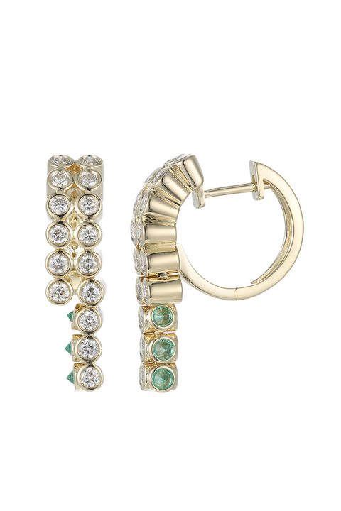 Tubbo Sideway Emerald And Diamond Tennis Earrings