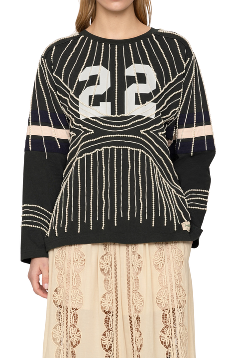 Quin Embellished Beaded Long Sleeve T-Shirt