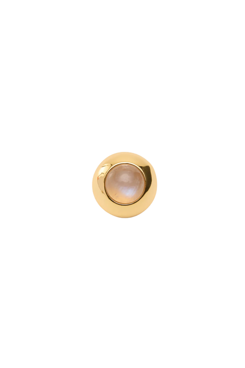 Gold earring with a moonstone