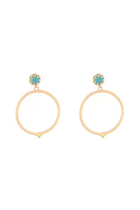 Turquoise Starburst Peak Hoop Earrings