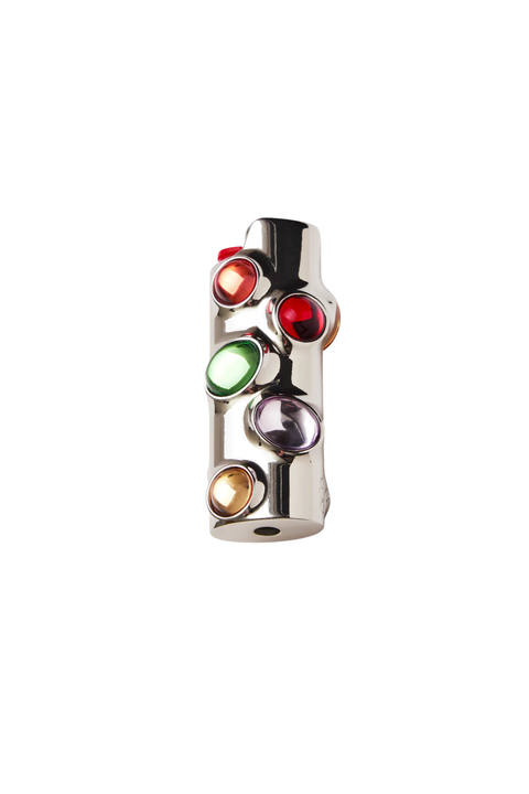 Silver lighter case with gemstones