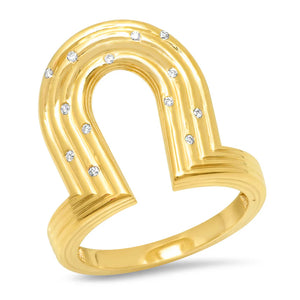 Reeded Diamond Horseshoe Ring