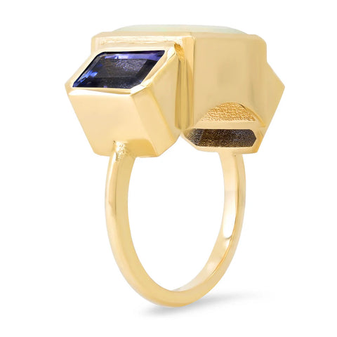 Opal and Tanzanite Trilogy Ring