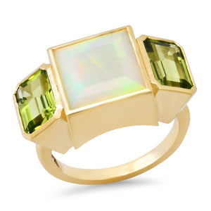 Opal and Peridot Trilogy Ring