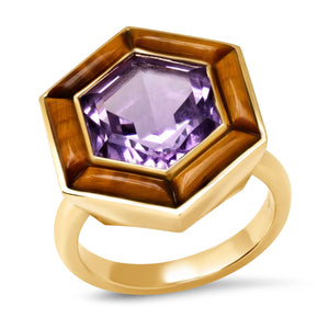 Amethyst and Tiger's Eye Bia Ring