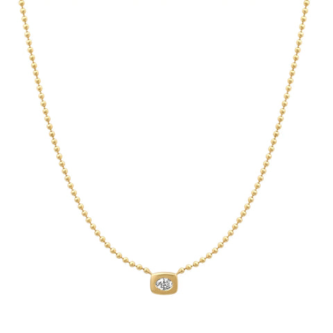 14K YG Oval Gypsy Solitaire Necklace