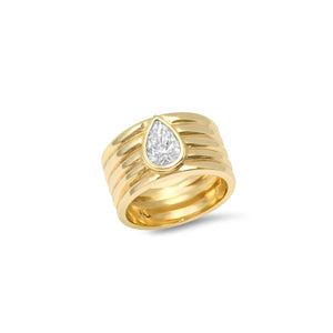 Romy Reeded Pear Shape Diamond Cigar Band