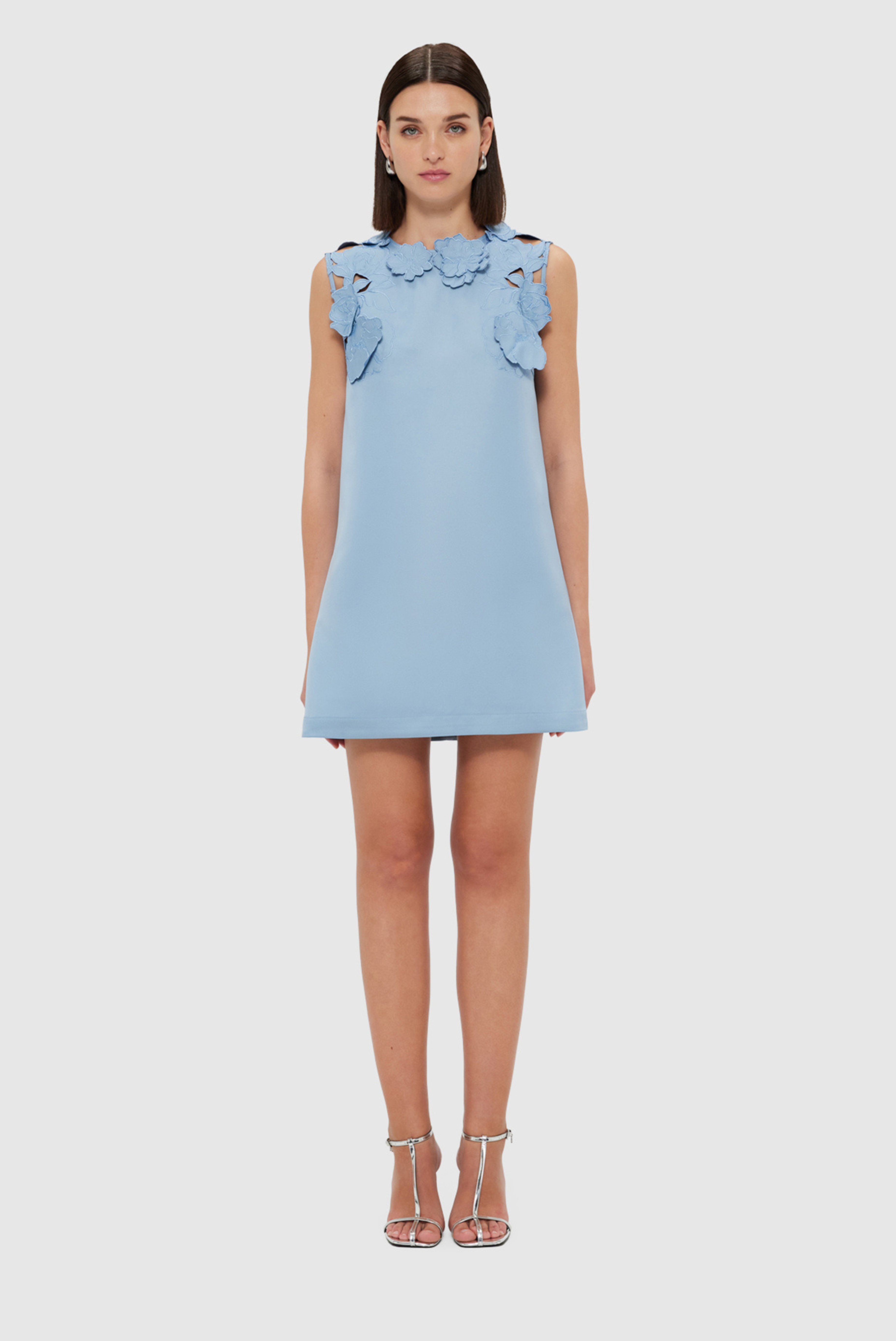 LEO LIN Aurelie アップリケ半袖ミニドレス Aurélie Appliqué Short Sleeve Mini Dress - Cream – LEO LIN