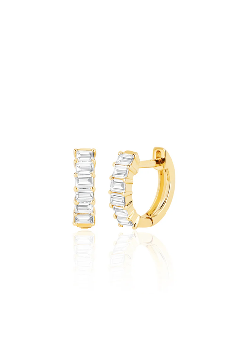 Prong Set Diamond Baguette Huggies