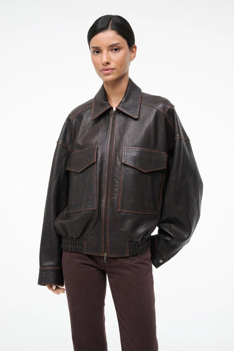 Eugene Leather Jacket Distressed Brown