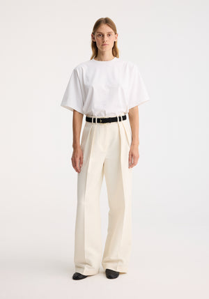 Wide Leg Double Pleated Trousers