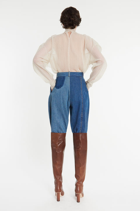 Double Layered Tulle Top with Chest Frill Detail