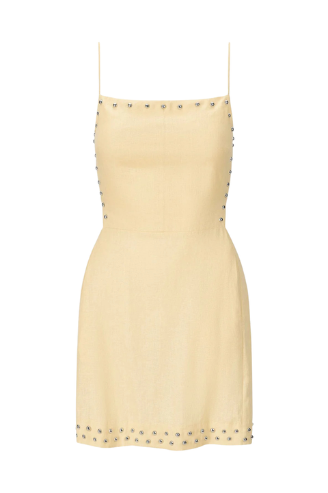 Angelique Linen Dress Butter Studs