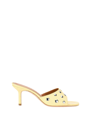 Yellow mule heel with silver studs
