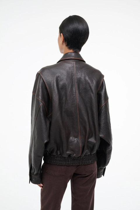 Eugene Leather Jacket Distressed Brown