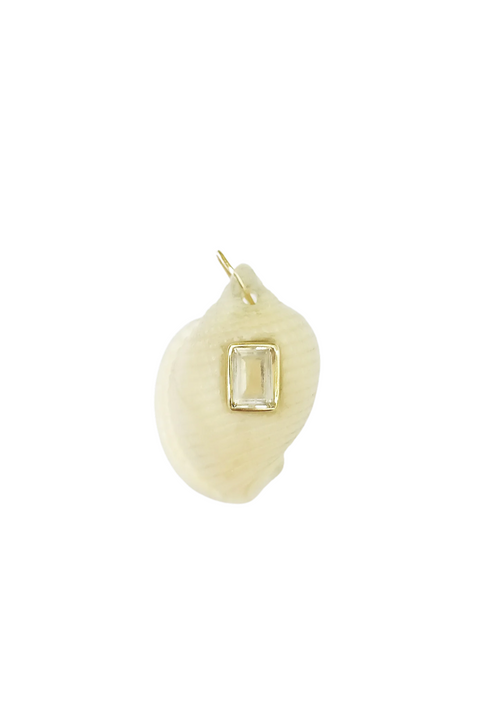 White Shell Pendant with Quartz