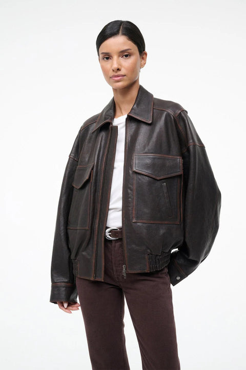 Eugene Leather Jacket Distressed Brown