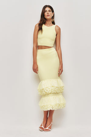 Agave Knit Raffia Midi Skirt