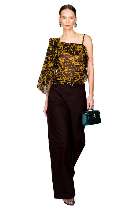 Roule Trimmed Silk Drape Top