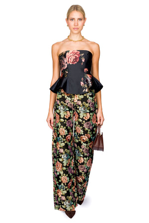 Flower Printed Strapless Waisted Top